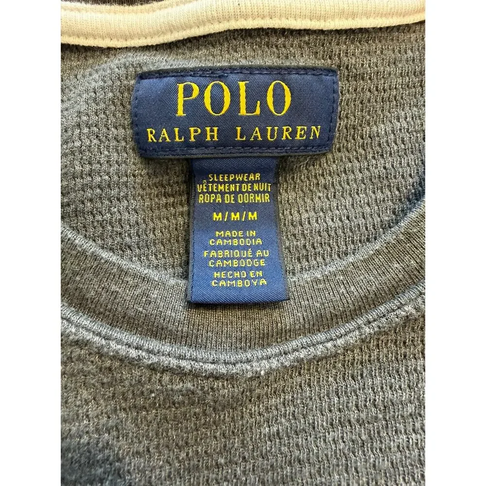 POLO RALPH LAUREN Thermal T-Shirt Men's M Gray Long Sleeve Crew Neck